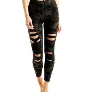 Zyia CAMO Slashed HIGH RISE SEXY WORKOUT LEGGINGS